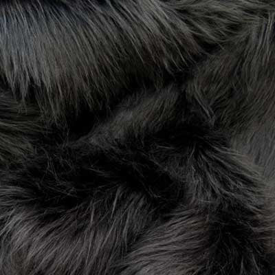 Black Long Pile Shaggy Faux Fur Fabric