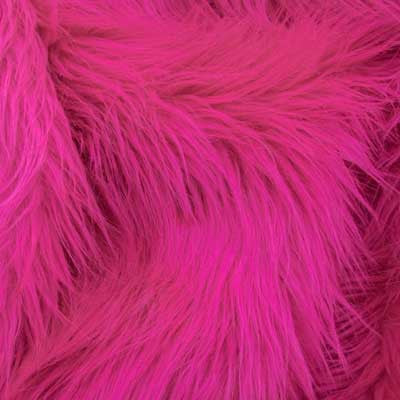 Hot Pink Long Pile Shaggy Faux Fur Remnant