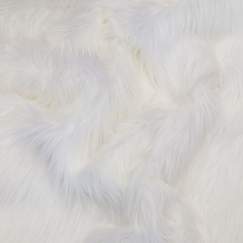 White Long Pile Shaggy Faux Fur Fabric