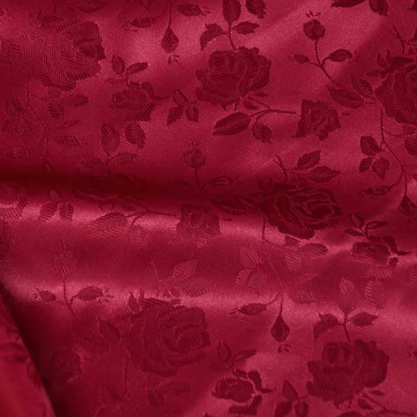 Cali Fabrics Red Satin Floral Jacquard Fabric by the Yard