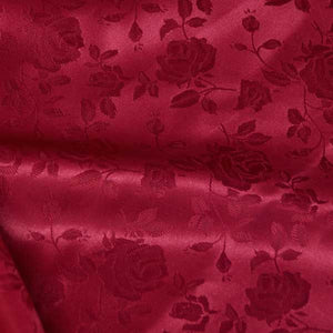 Cranberry Floral Satin Jacquard Fabric