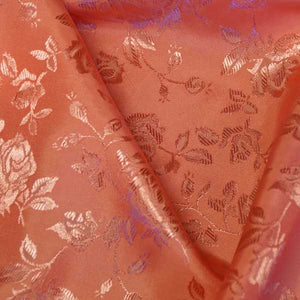 Coral Rose Satin Jacquard Fabric