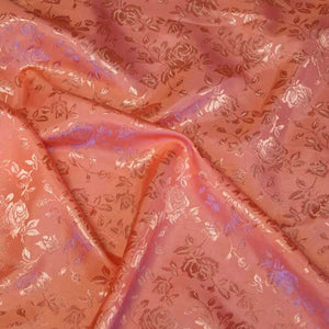 Coral Rose Satin Jacquard Fabric by the Yard