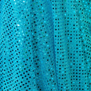 Turquoise Confetti Dot Sequin Cheer Bow Costume Fabric by the Yard