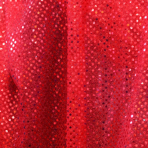 Bright Red Confetti Dot Sequin Cheer Bow Costume Fabric by the Yard