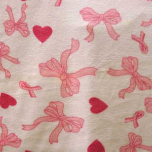 Light Pink Hearts & Ribbons Breast Cancer Awareness Fleece