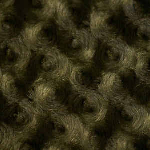 Olive Green Minky Rosebud Fur Fabric