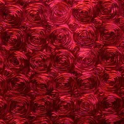 Cranberry Rosette Satin Fabric