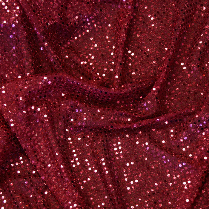 Burgundy Confetti Dot Sequin Fabric