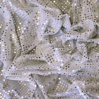 White with Silver Flakes Confetti Dot Sequin Fabric
