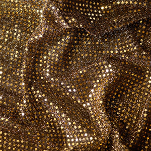 Black/Gold with Gold Flakes Confetti Dot Sequin Cheer Bow Costume Fabric by the Yard