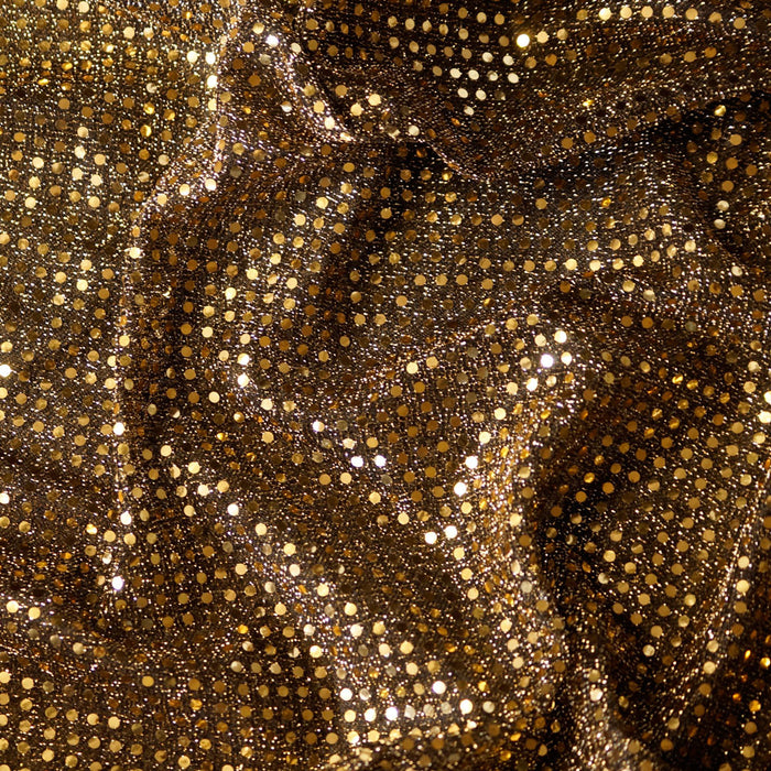 Black/Gold with Gold Flakes Confetti Dot Sequin Fabric