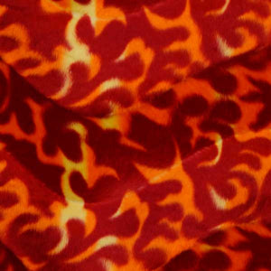 Red and Yellow Flame Velboa Fur Fabric