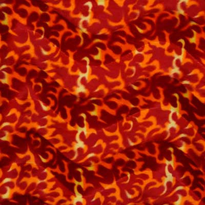 Red and Yellow Flame Velboa Fur Fabric