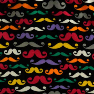 Colorful Mustaches on Black Fleece