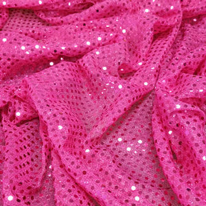 Fuchsia Confetti Dot Sequin Cheer Bow Costume Fabric by the Yard