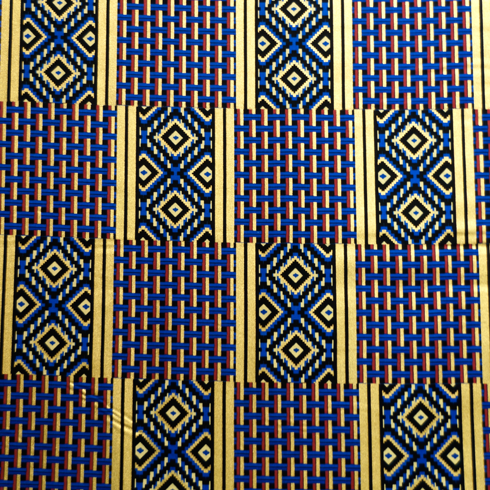 African Kente with Gold Metallic Cotton Fabric by The Yard