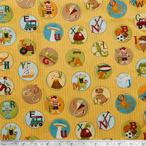 Mischief Play Chips Alphabet Medallions by Benartex 100% Cotton Fabric