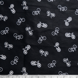 Bicycles on Black 100% Cotton Fabric