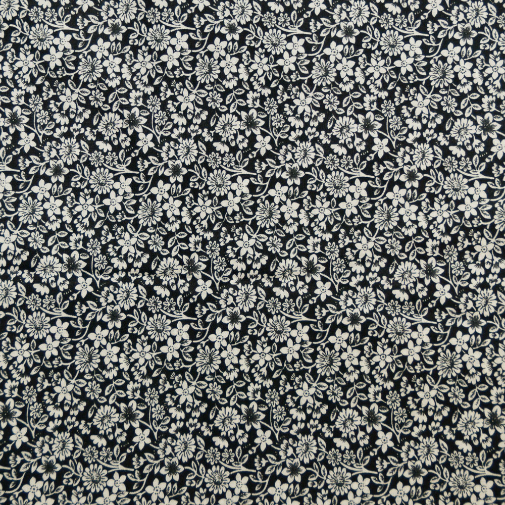 Printed Pure Cotton Fabric Black Floral