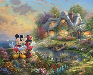 Mickey and Minnie Sweetheart Cove Panel Quilting Digital Print 100% Cotton Fabric