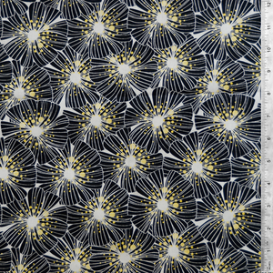 Flowers Print - Black  100% Cotton