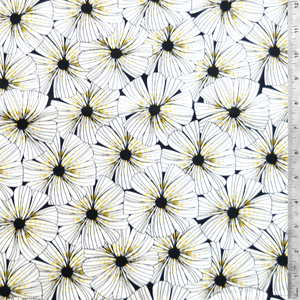 Flowers Print - White  100% Cotton