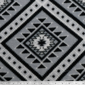 Gray Tribal Diamonds Anti-pill Fleece Fabric