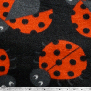 Ladybugs on Black Anti-pill Fleece Fabric