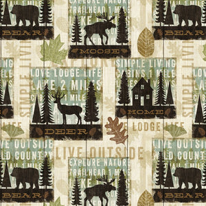 Lodge Simple Living Nature Outdoor Forest 100% Cotton Quilting Fabric
