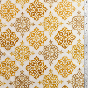 Trieste Metallic Gold Medallions - 100% Cotton Fabric