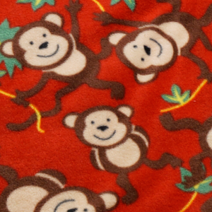 Monkeys on Red Anti-pill Fleece Fabric