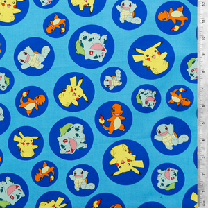 Pokemon Badge Toss - Robert Kaufman 100% Cotton Fabric