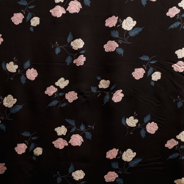 Steno Roses - Black Rayon by Moda Fabrics