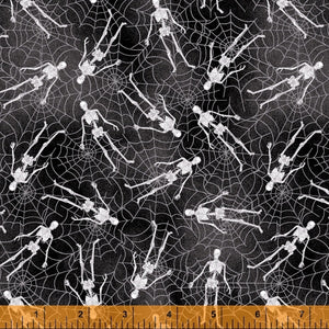 Skeletons - Charcoal- 100% Cotton Fabric