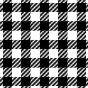 Buffalo Plaid White and Black - Large Square Plaid Flannel 100% Cotton Fabric