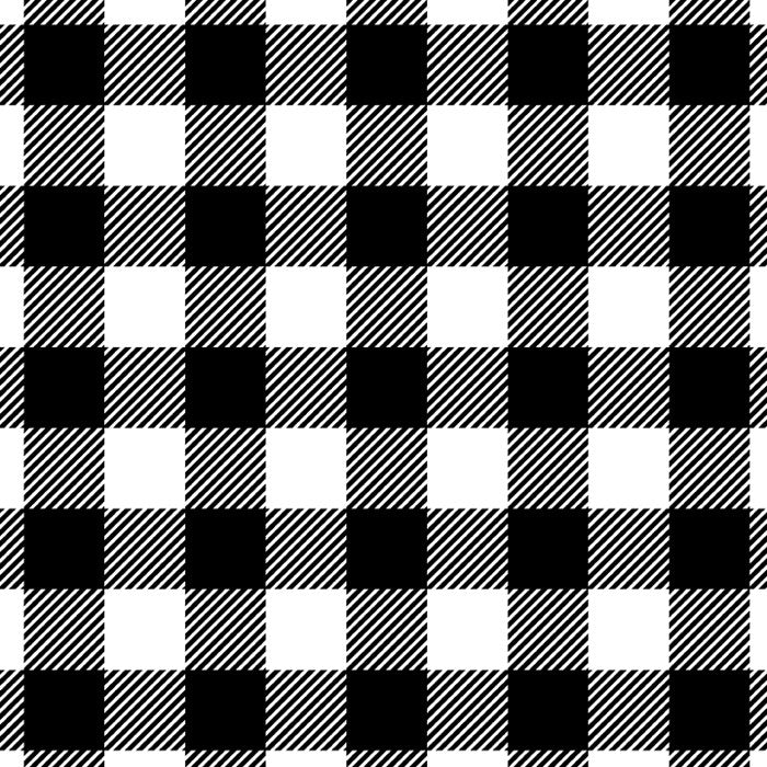 Buffalo Plaid White and Black - Large Square Plaid Flannel 100% Cotton
