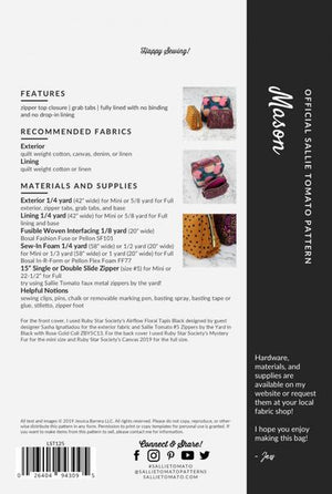 Mason Bag Pattern by Sallie Tomato -  Moda Fabrics