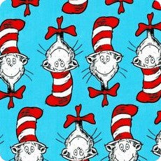 Novelty Cotton - Dr Seuss - The Cat in the Hat/Turquoise