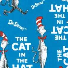 Novelty Cotton - Dr Seuss - The Cat in the Hat/Blue